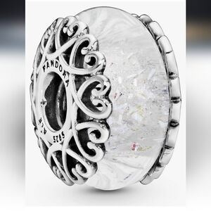 Pandora Silver and White Filigree Charm